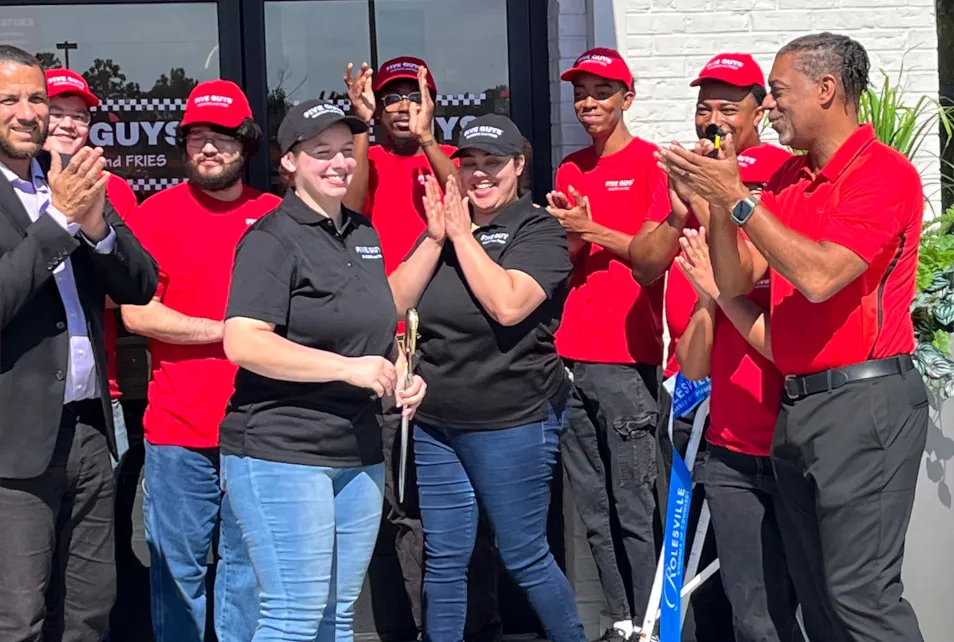 Ribbon Cutting With Five Guys Burger's and Fries